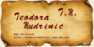 Teodora Mudrinić vizit kartica